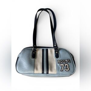 Y2K Vintage Roots Two-Tone Blue and Cream Shoulder Bag